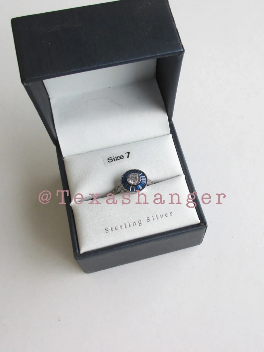 Contessa di Capri Sterling Silver Synthetic Blue Spinel Ring Size 7 NIB